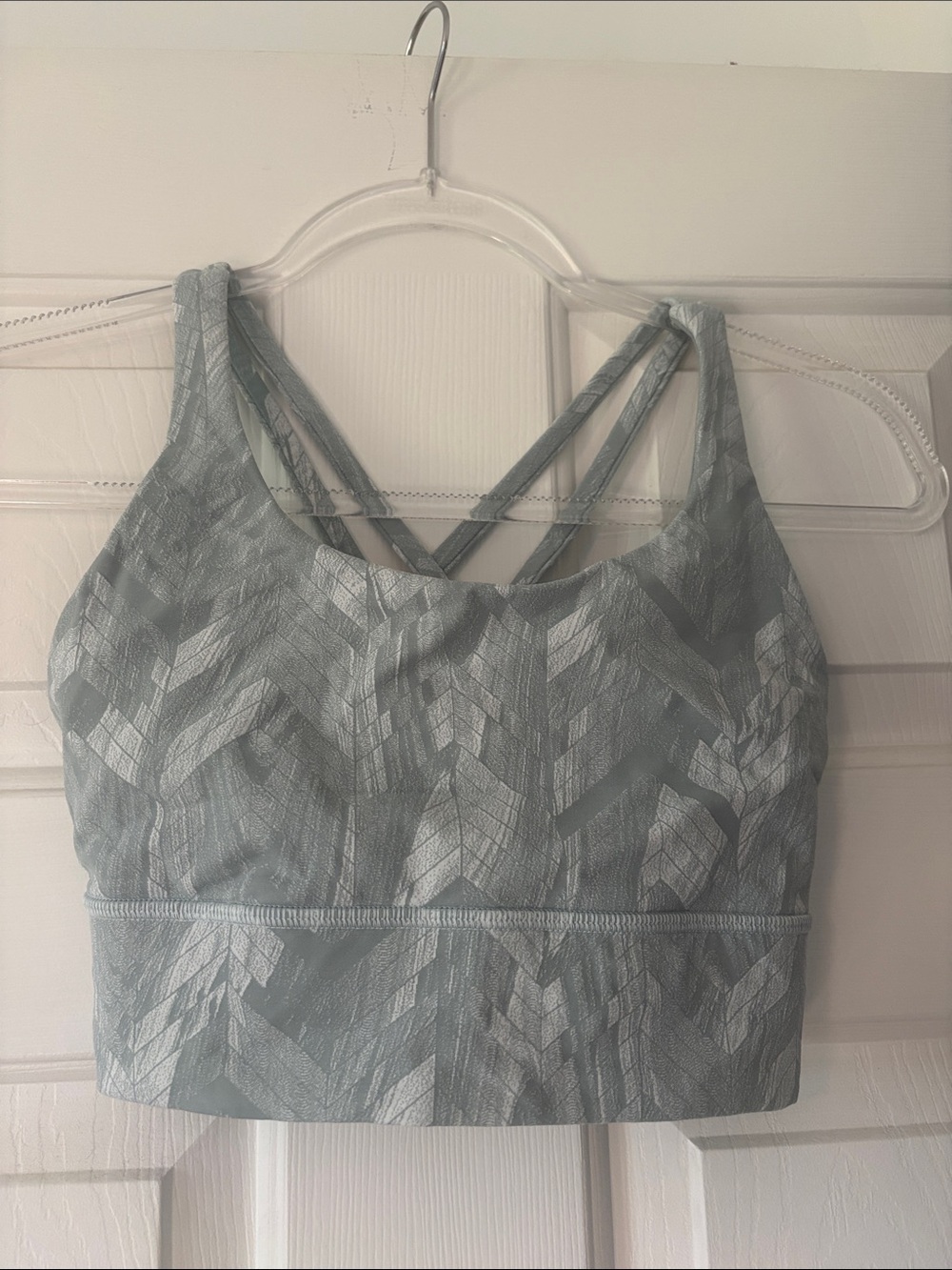 Lulu Blue/gray Patterned Strappy Sports Bra